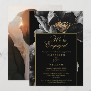 Invitation Photographie De La Partie D'Engagement Floral Chic