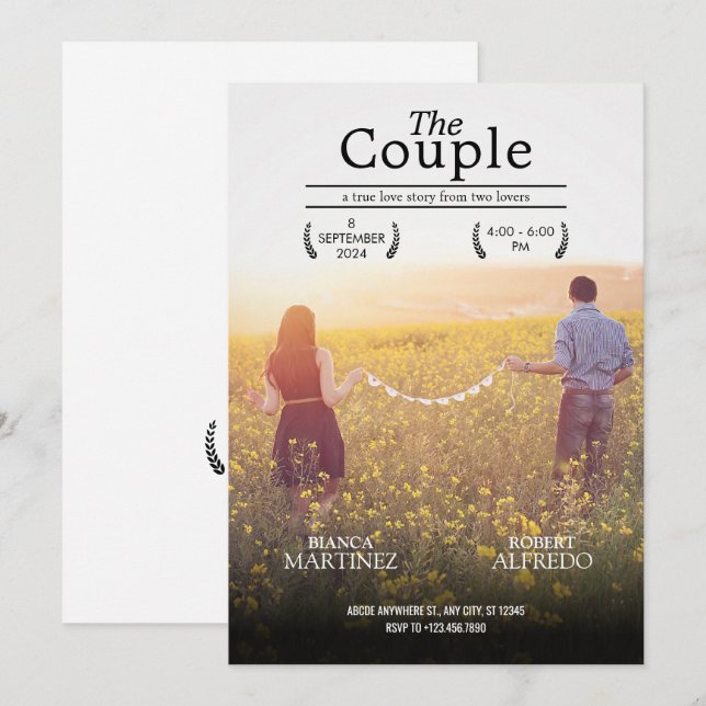 Invitation Photographie de l'affiche du film mariage d'esthét (Devant / Derrière)