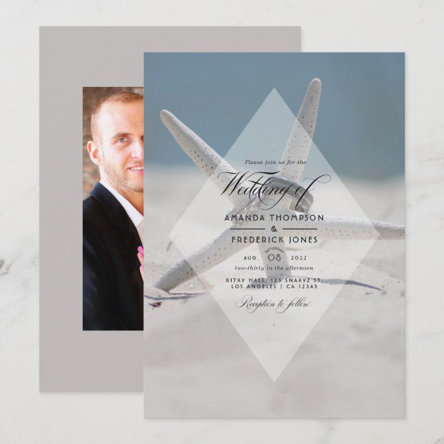 Invitation Photographie de mariage de plage d'été tropicale (Devant / Derrière)