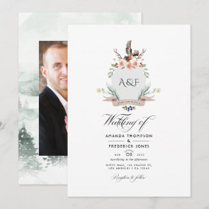 Invitation Photographie de mariage Wild Woodland Laurel Crest