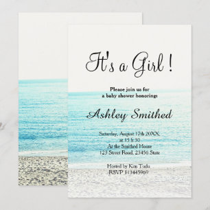 Invitation photographie de plage baby shower tropical moderne