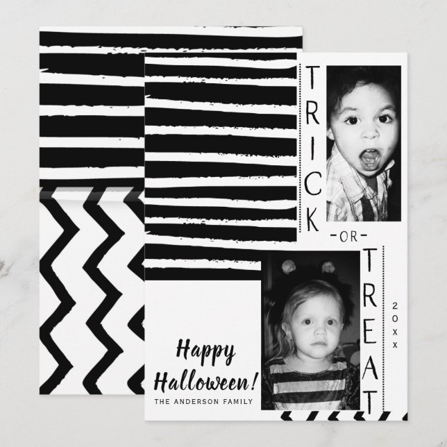 Invitation Photographie d'Halloween noir blanc moderne (Devant / Derrière)