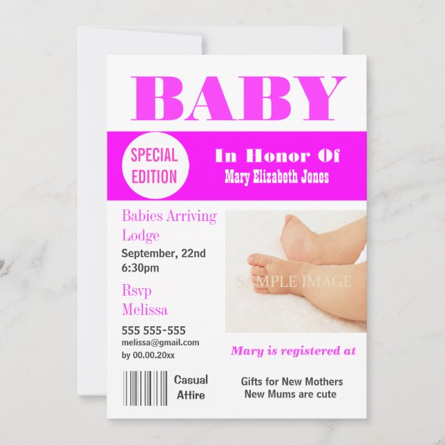 Invitation Photographie du magazine Baby girls (Devant)