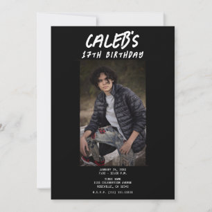 Invitation Photographie minimaliste noire Fête d'anniversaire