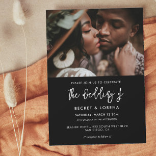 Invitation Photographie moderne contemporaine de mariage noir