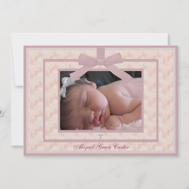 Invitation Photographie rose d'Ivory Christening (Devant)