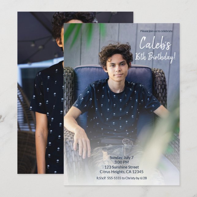 Invitation Photos de fête d'anniversaire minime (Devant / Derrière)