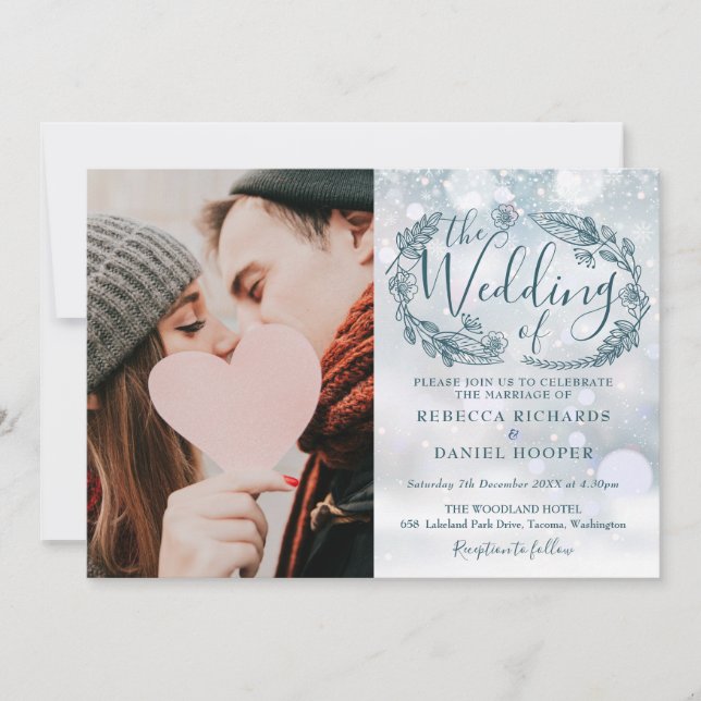 Invitation Photos De Foliage D'Hiver Tout En Un Mariage (Devant)