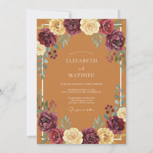 Invitation Photos de mariage automnales pittoresques orange b