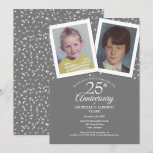 Invitation Photos d'enfance pour les 25 ans de mariage Argent