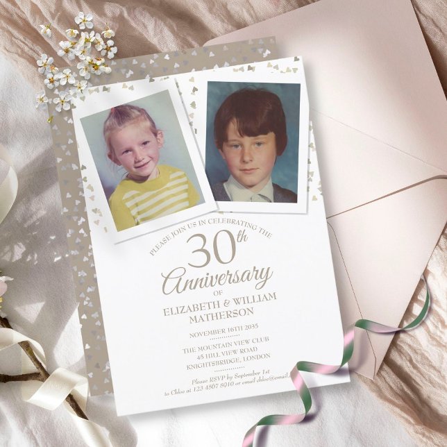 Invitation Photos d'enfance pour les 30 ans de mariage Pearl (Créateur téléchargé)