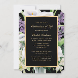 Invitation Photos florales violettes blanches Fête de la vie