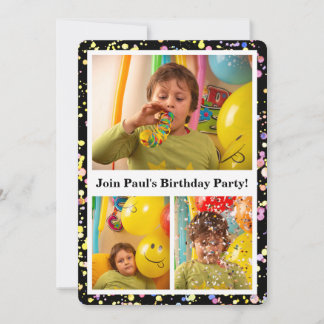 Invitation Photos personnalisables Confetti Design Anniversai