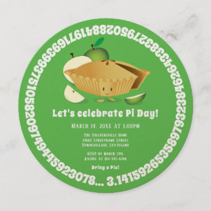Invitation Pi Day Apple Pie Party Green Math Fête