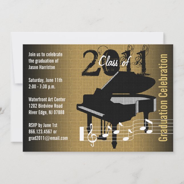Invitation Piano de musique d'invitation de fête de remise (Devant)