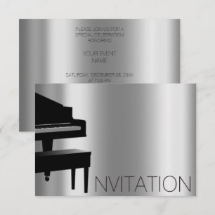 Invitation Piano Hause Concert Minimalisme Vip Black Aqua