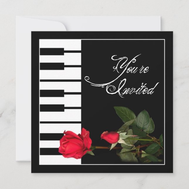 Invitation Piano Keys/Red Roses (Devant)