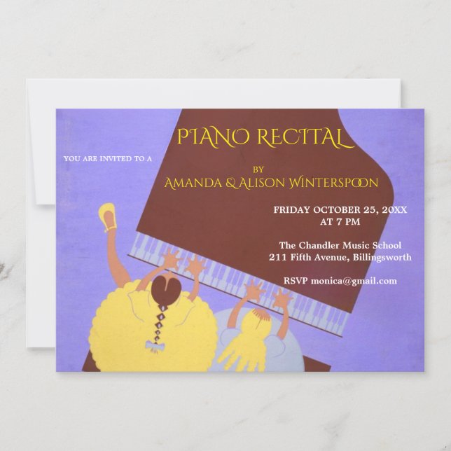 Invitation Piano Music Duet Recital Event  (Devant)
