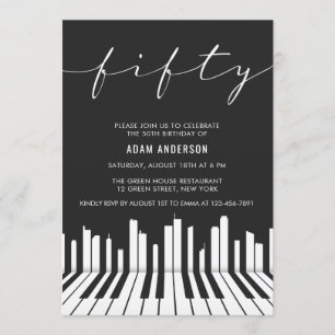 Invitation Piano Noir et Blanc 50e anniversaire