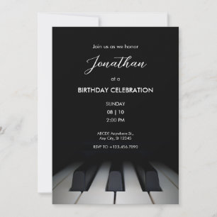 Invitation Piano noir simple