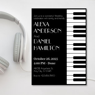Invitation Piano tut noir et blanc Mariage