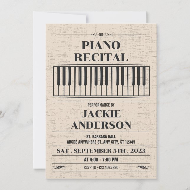 Invitation piano vintage (Devant)
