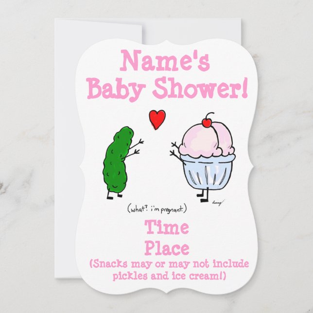 Invitation Pickle aime le Baby shower de glace Crème Invitati (Devant)
