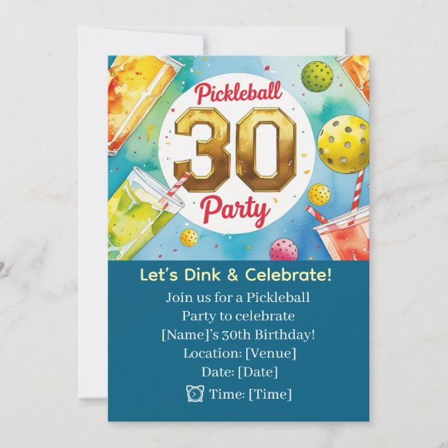 Invitation Pickleball 30th Birthday Party (Devant)