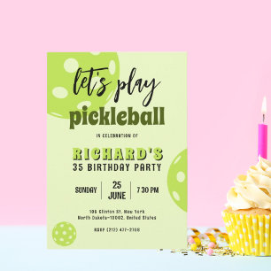 Invitation Pickleball Anniversaire Lime Pickleball Sports Par