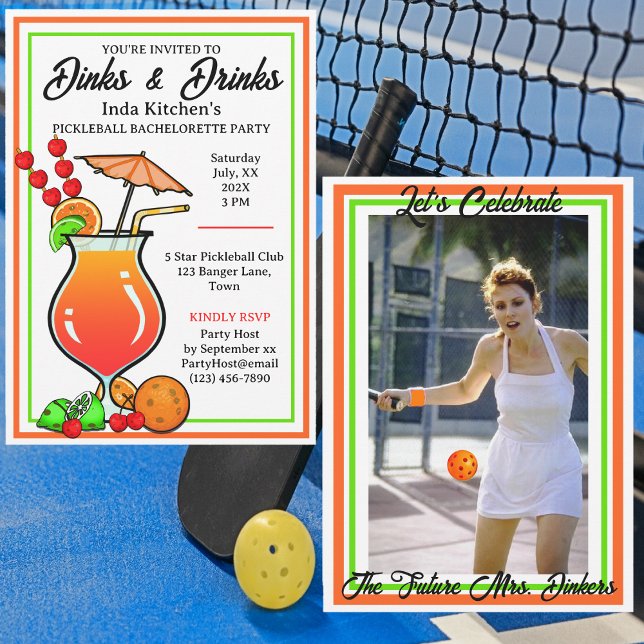 Invitation Pickleball Bachelorette Mariage Dinks & Boissons (Créateur téléchargé)