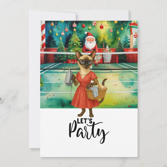 Invitation Pickleball cat Fête de Noël Fête de Noël (Devant)