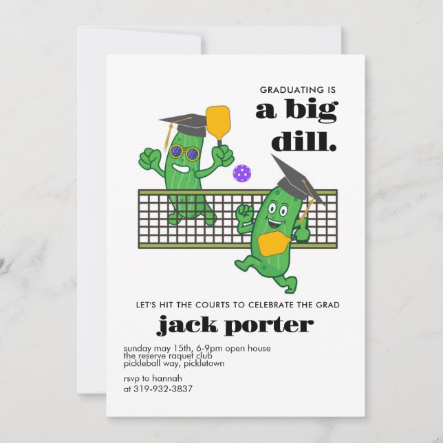 Invitation Pickleball Graduation Party Pickle Ball Open House (Devant)