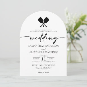 Invitation Pickleball Love avec QR Code Mariage