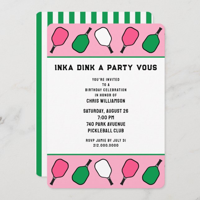 Invitation Pickleball Party (Devant / Derrière)