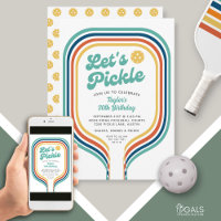 Pickleball Party Pickle Retro Rainbow Stripe