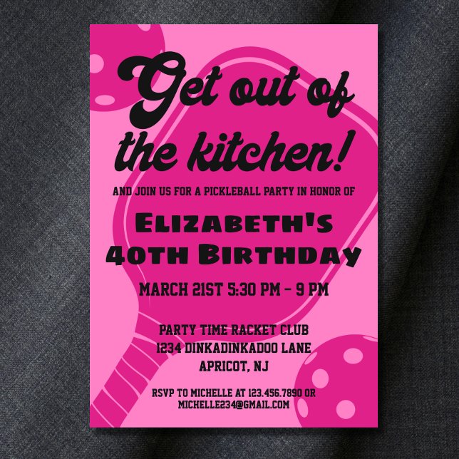 Invitation Pickleball rose Fête Sports Paddles Anniversaire (Créateur téléchargé)