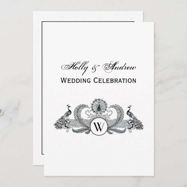 Invitation Pics vintages avec Monogramme (Devant / Derrière)