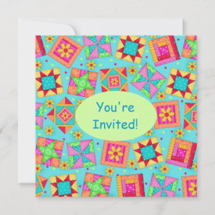 Invitation Pièce à patchs vert turquoise