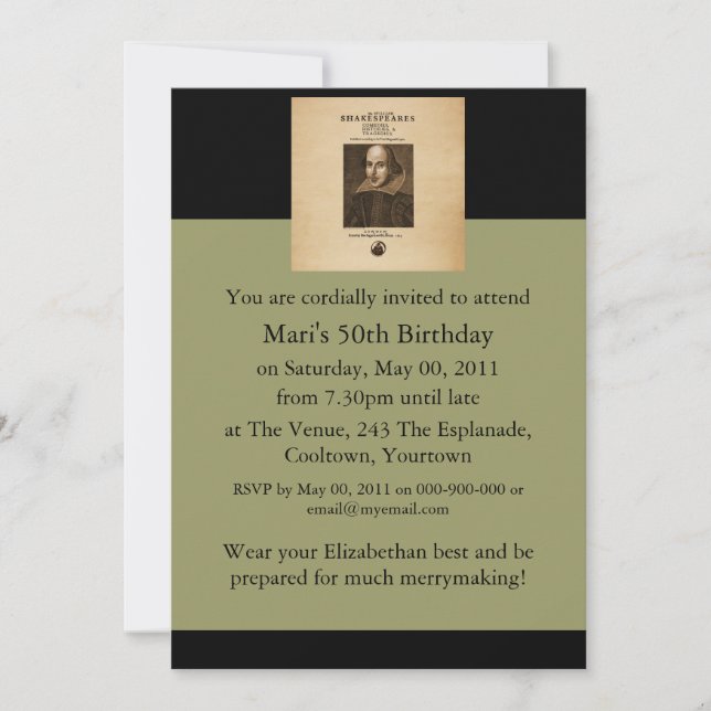 Invitation Pièce avant du premier film de Shakespeare (Devant)