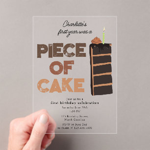 Invitation Piece de Gâteau 1er Premier Anniversai