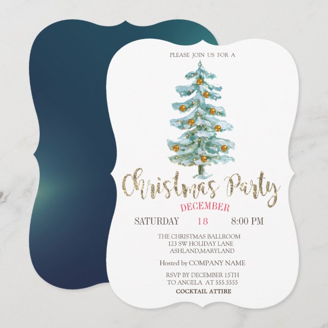 Invitation Pièce de l'entreprise de Noël de sapin de Noël (Devant / Derrière)