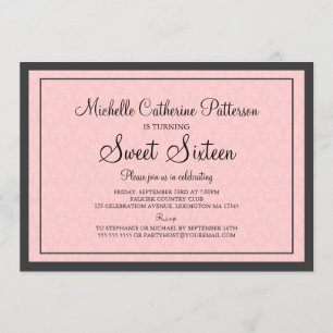 Invitation Pièce officielle traditionnelle en Sweet sixteen r