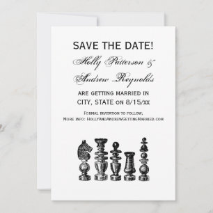 Invitation Pièces d'échecs Art Vintage