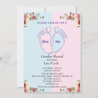 Invitation pied de bébé rose ou bleu