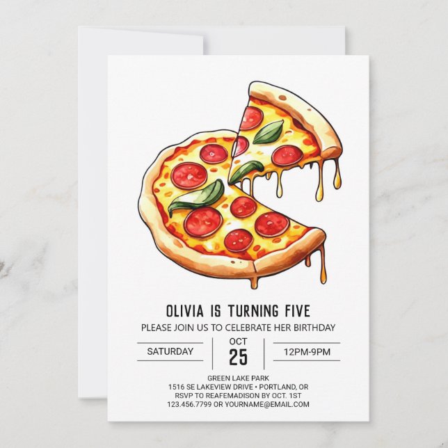 Invitation Pied de page personnalisé Pizza Anniversaire (Devant)