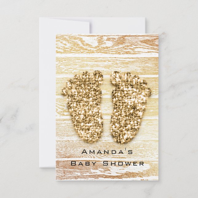 Invitation Pieds Baby shower or Bois Rustique Garçon (Dos)