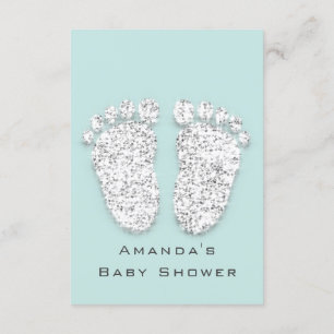 Invitation Pieds baby shower Silver Girl Garçon Grey Aqua