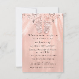 Invitation Pieds baby shower Silver Girl Garçon Royal Rose Bl