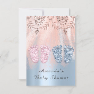 Invitation Pieds baby shower Silver Girl Garçon Royal Twins G
