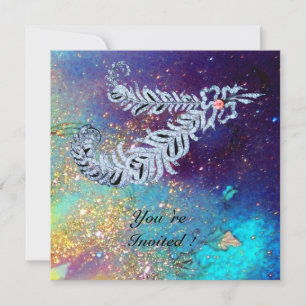 Invitation PIEDS DE DIAMONDE, éclats d'or de turquase bleue